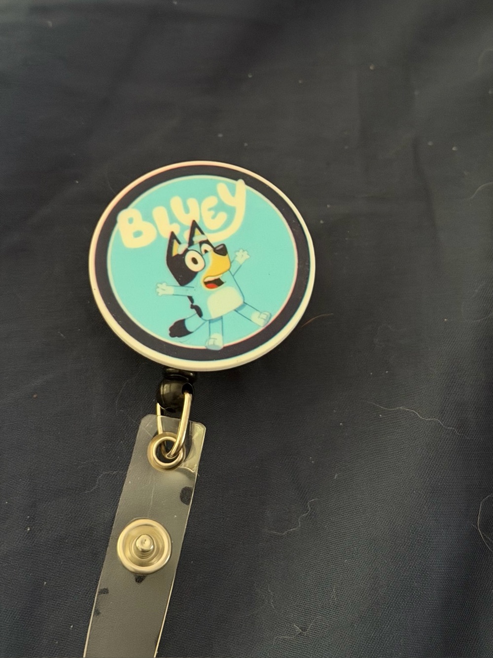 Bluey Retractable Badge Reel - Light Blue Cartoon Design